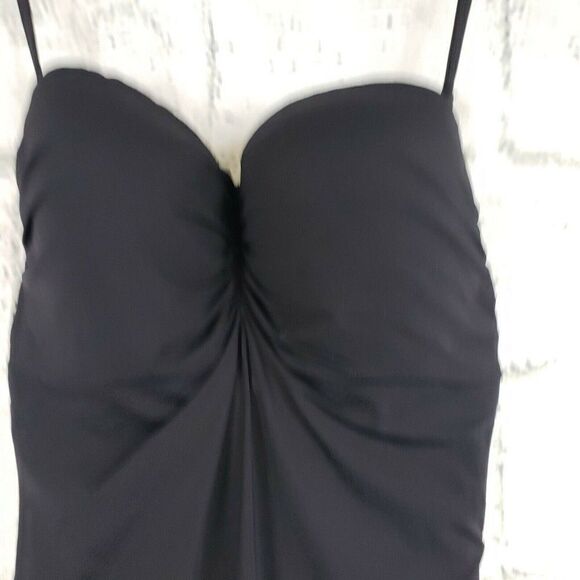 Seafolly One Piece Bandeau Bathing Suit Side Ruched Sides Black Size 4 Womens - Picture 2 of 7